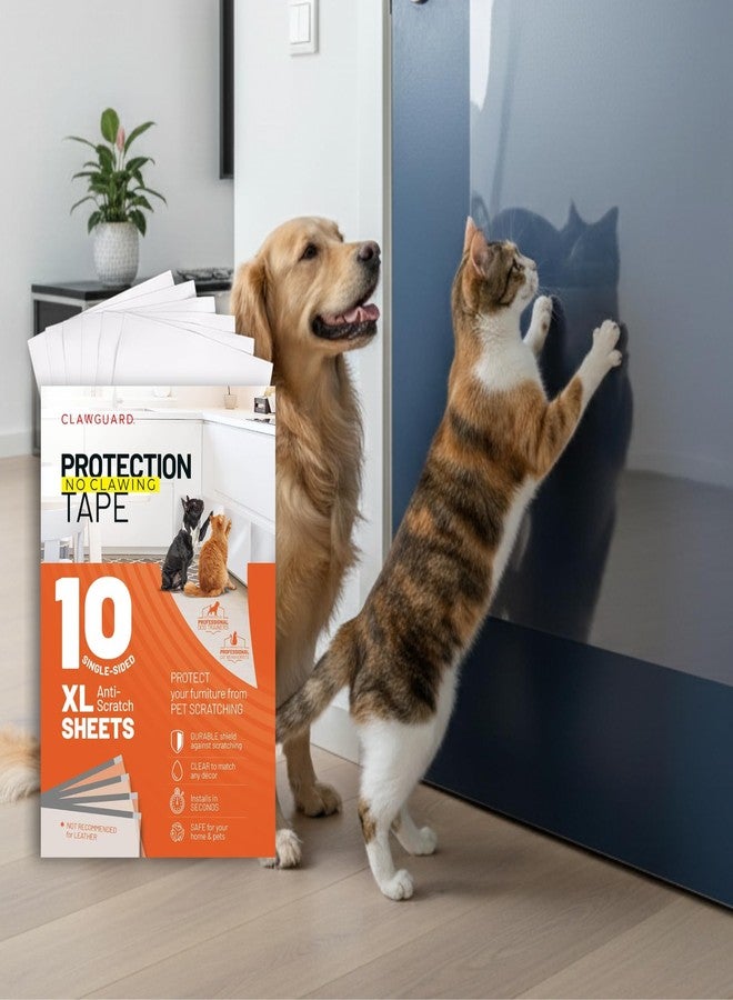 CLAWGUARD Protection Tape Sheets – 10 XL (17x12 in) Pet Scratch Protectors – Door Scratch Protector Dog & Cat – Couch Protector from Cat Claws - Image 1