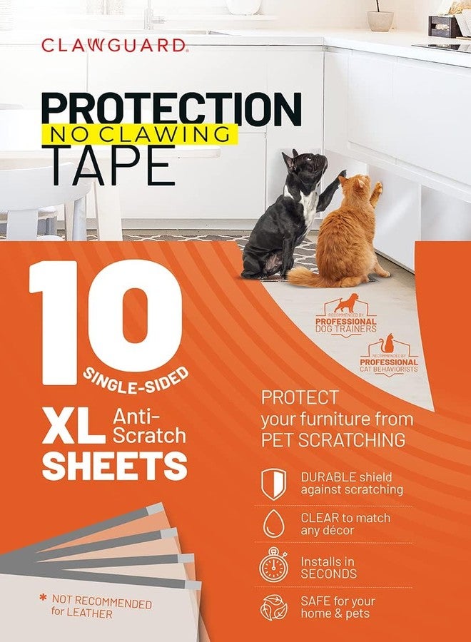 CLAWGUARD Protection Tape Sheets – 10 XL (17x12 in) Pet Scratch Protectors – Door Scratch Protector Dog & Cat – Couch Protector from Cat Claws - Image 2