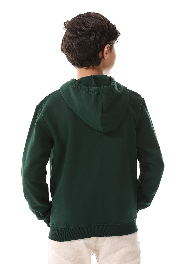 Andora Zipper Closure Hooded Boys Sweatshirt_Olive Green - Image 3