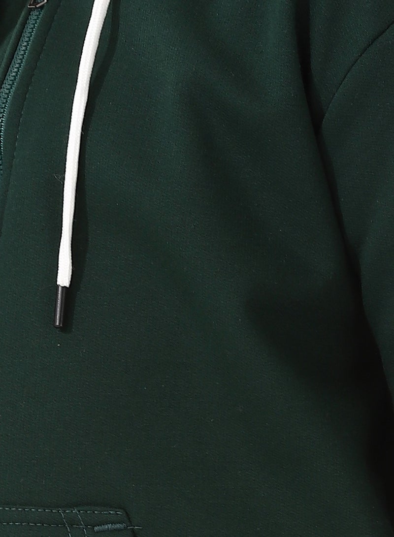 Andora Zipper Closure Hooded Boys Sweatshirt_Olive Green - Image 5