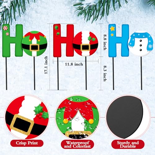 Drydiet 3 Pack Metal Christmas Yard Signs Decor Xmas Yard Stakes Outdoor with Stakes for Holiday Outdoor Garden Lawn Pathway DecorationHohoho - Image 3