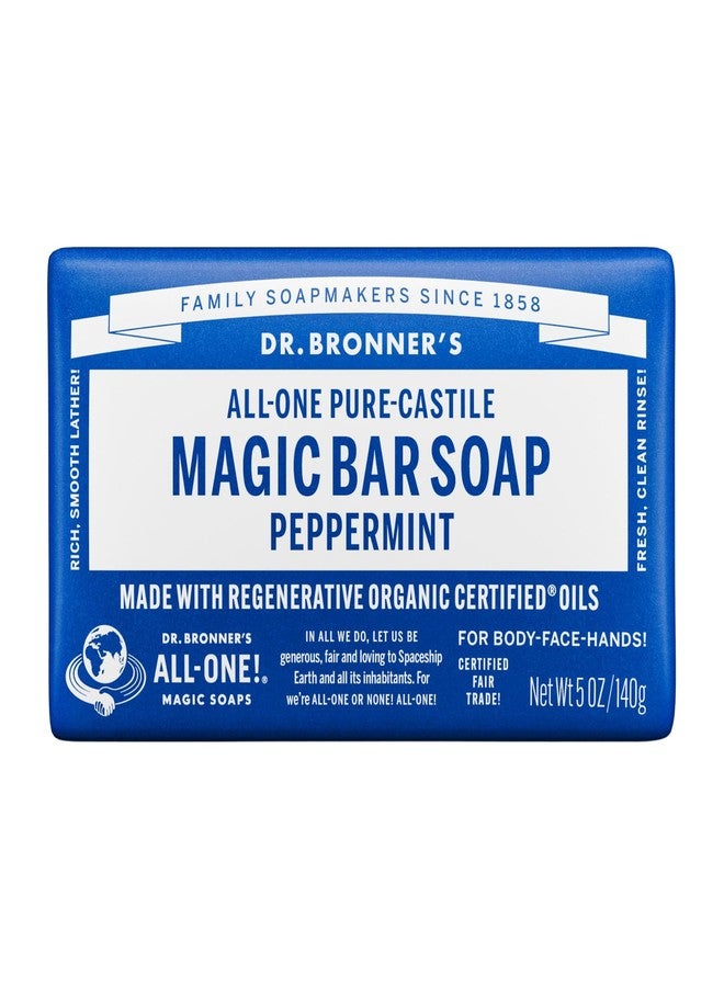 Dr. Bronner's Pure-Castile Bar Soap, Peppermint, 5 oz, 1-Pack - Image 1