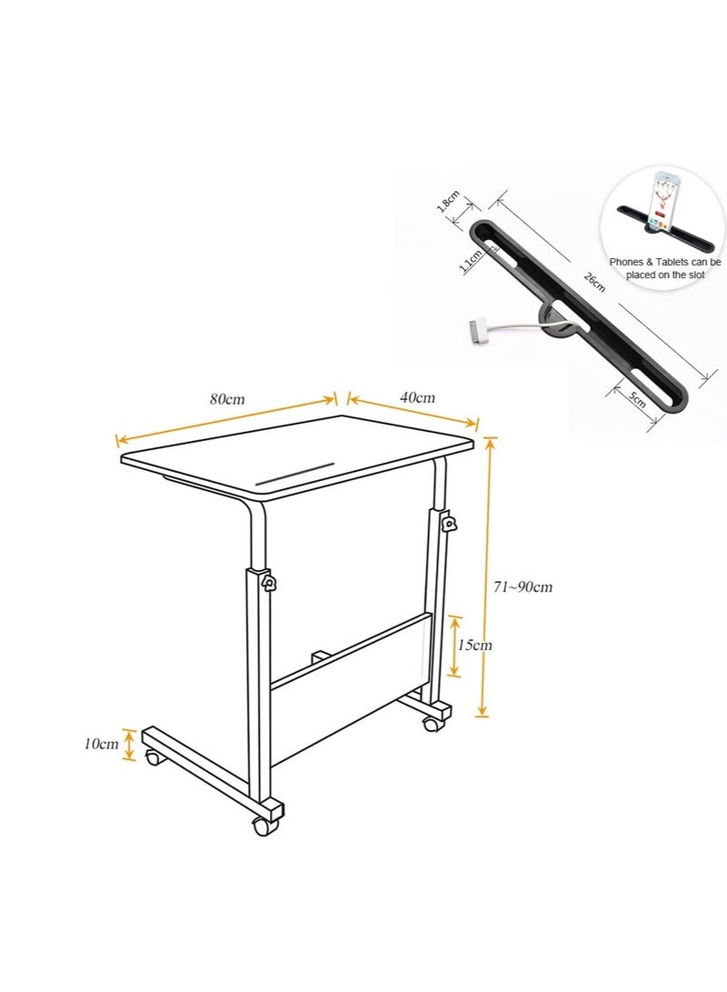 مكتب كمبيوتر من ديلاند هوم، مقاس 80 × 40 سم، طراز L012-05-1-80MP، مكتب تعليمي، طاولة رعاية، طاولة إفطار بجانب السرير، طاولة جانبية قابلة لتعديل الارتفاع، طاولة جانبية للمكتب أو غرفة النوم مع فتحة للتابلت - Image 2