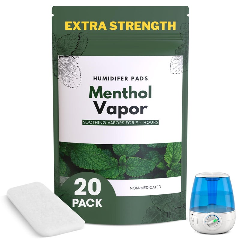 Berkland Extra Strength 20 Pack Menthol Eucalyptus Humidifier Pads Universal Vapor Pads for All Vks Crane Other Models Vapopads Replacement Natural Waterless Vaporizers Pads ColdFlu Symptoms
