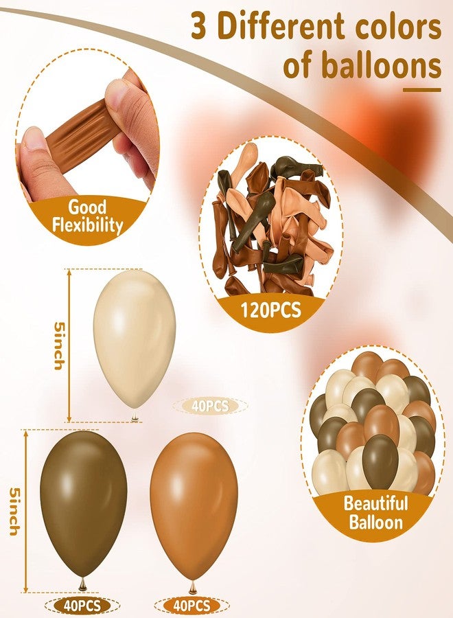 Chalyna 120 Pcs 5 Inch Brown Balloons Western Party Decorations Coffee Brown Cowboy Balloons for Highland Cow Baby Shower Farm Birthday Party Supplies(Caramel, Coffee, Apricot) - Image 2