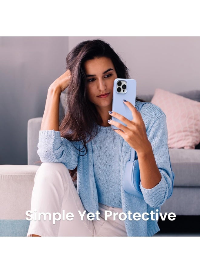 أكاليكس جراب سيليكون سائل فاخر لهاتف آيفون 14 برو ماكس، تصميم نحيف، ملمس ناعم مع بطانة من الألياف الدقيقة وحماية معززة للكاميرا - متين ومقاوم لبصمات الأصابع | أزرق سماوي - Image 5
