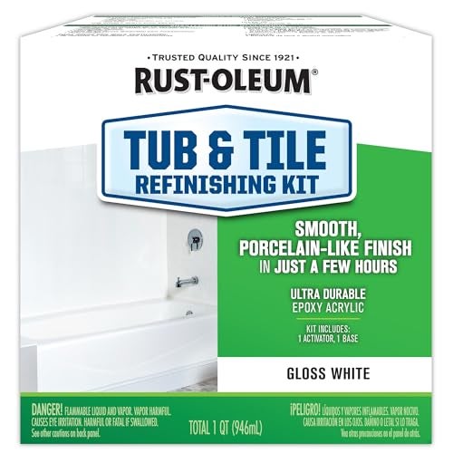 Rust-Oleum 384165 Tub And Tile Refinishing 2-Part Kit, 32 oz, Gloss White - Image 1