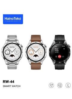 Haino Teko RW-44 (GT4) Smart Watch, with 3 Bands (Stainless Steel + Leather + Silicone) with AMOLED HD IPS Screen, Water Resistant, Supports Bluetooth Calls, Wireless Charger, Black Color - pzsku/ZE23C2A672C9114A10EF8Z/45/_/1735460553/dd057e84-9d21-4ee2-b853-42b5f8067a9f