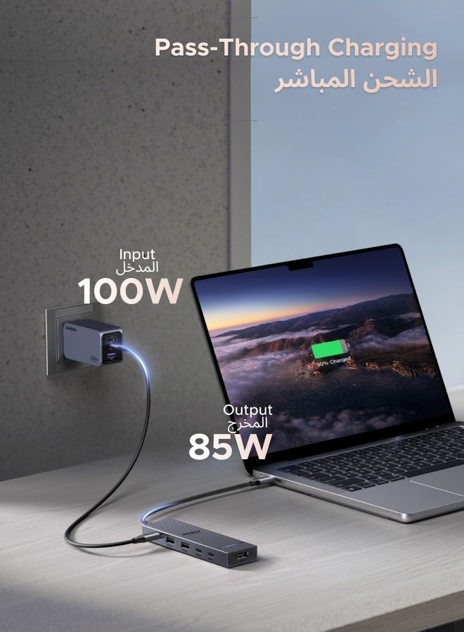 يو جرين ريفودوك موزع يواس بي سي 6 في 1، 4k@60Hz محول من تايب سي إلى HDMI بدقة،PD 100W  شحن سريع، Mbps1000 إيثرنت و3 منافذ USB3.2، متوافق مع آيفونو 17 16 ماك بوك اير برو وايباد برو ولينوفو ثينك باد وجالاكسي - Image 5