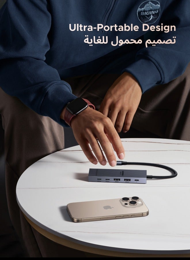 يو جرين ريفودوك موزع يواس بي سي 6 في 1، 4k@60Hz محول من تايب سي إلى HDMI بدقة،PD 100W  شحن سريع، Mbps1000 إيثرنت و3 منافذ USB3.2، متوافق مع آيفونو 17 16 ماك بوك اير برو وايباد برو ولينوفو ثينك باد وجالاكسي - Image 5