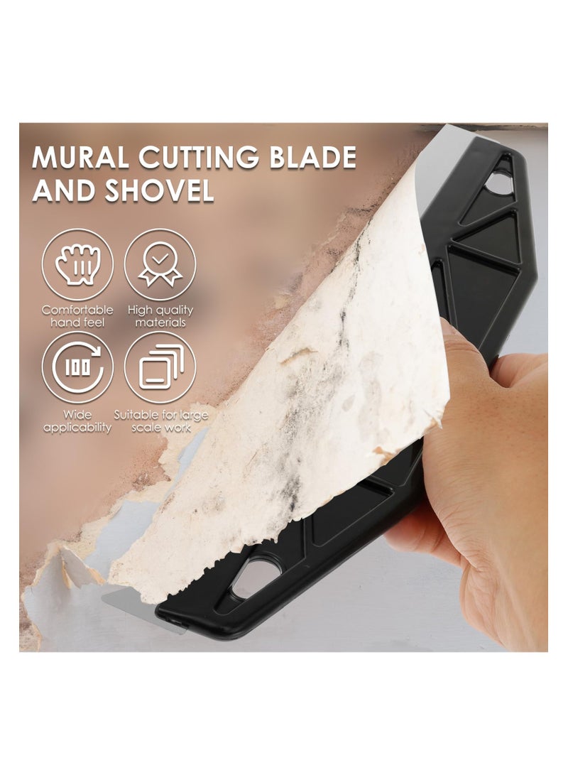 12" Scraper Razor Blades, 3 Pcs Paint Trim Scraper, Stainless Steel Wallpaper Scraper with Comfortable Handle, Multipurpose Paint Trim Blade for Precision Painting Smearing Repairing Wallpaper - Image 2
