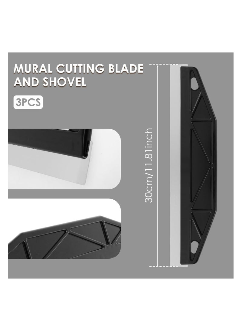 12" Scraper Razor Blades, 3 Pcs Paint Trim Scraper, Stainless Steel Wallpaper Scraper with Comfortable Handle, Multipurpose Paint Trim Blade for Precision Painting Smearing Repairing Wallpaper - Image 4