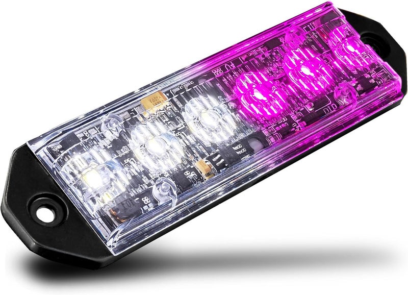 LAMPHUS PlanarFlash 6W Purple White LED Surface Mount Police Grill Strobe Warning Light [SAE Class 1] 12V Ultra Slim Flat Grille Flashing Emergency Light for Funeral Escort Service Vehicle Cars - Image 1