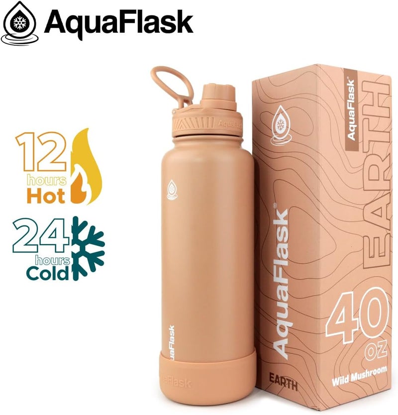 AquaFlask Earth Collection Water Bottle, 1.18L, Vacuum Insulated Stainless Steel, Double-Wall Leak-Proof Wide Mouth, Wild Mushroom - Image 2
