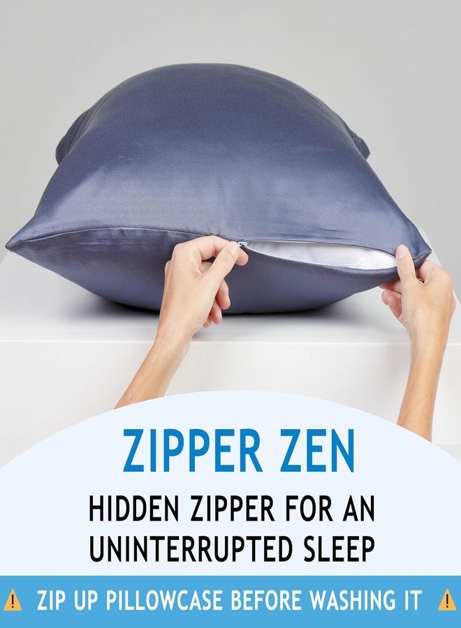 JOMO Zippered Pillowcases - Queen Size 30x20, 100% Viscose Derived from Bamboo, 2 PK, Gray - Cooling Pillow Cases - Silky Pillow Covers for Hot Sleepers, Menopause, Night Sweats - by JoMo - Image 3
