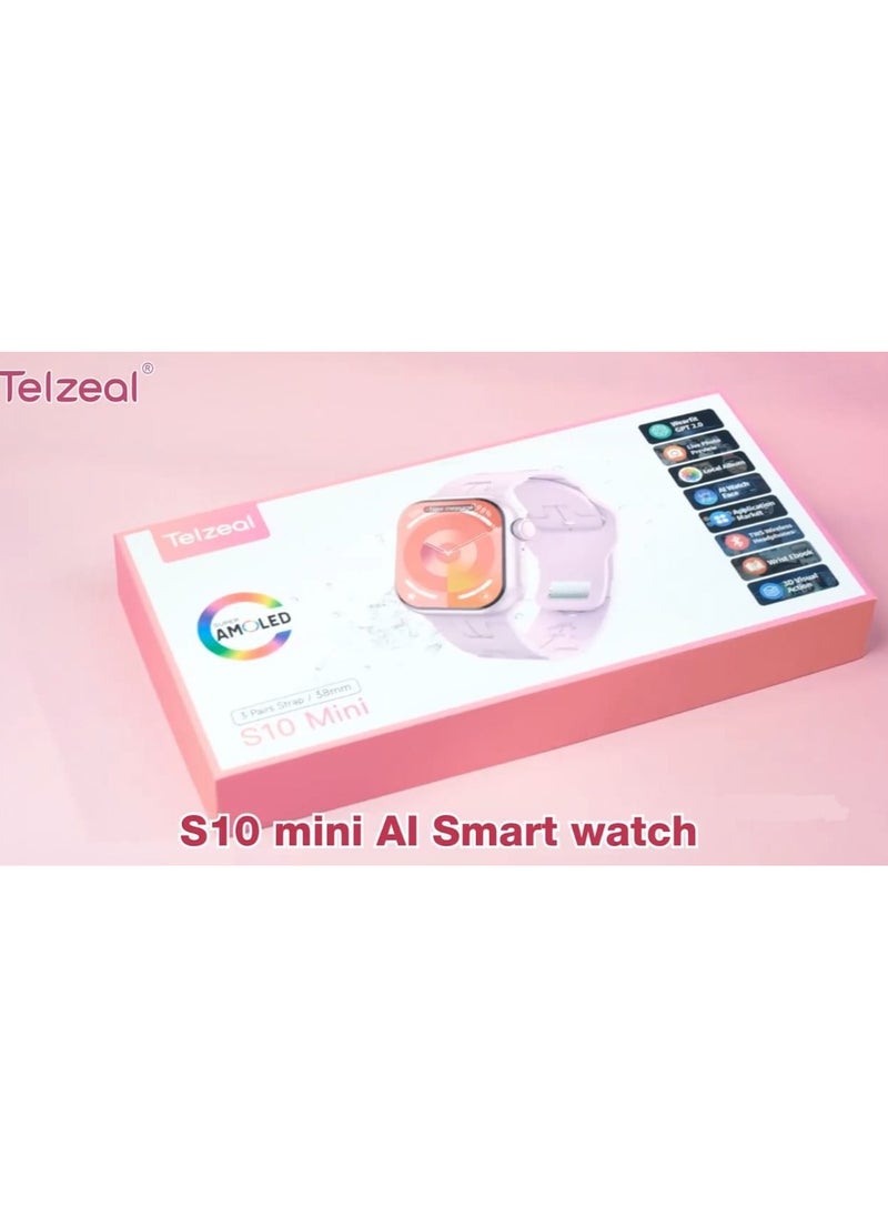 Telzeal Telzeal S10 Mini AMOLED Display AI Smart Watch With 3 Pair Strap with Wireless Charger For Ladies and Girls Black  - Image 5