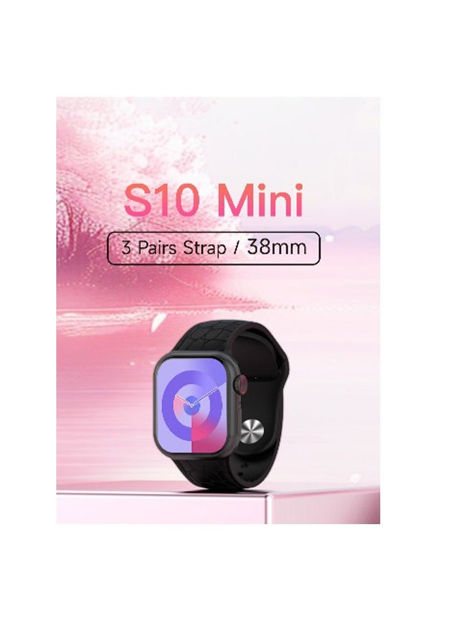 Telzeal Telzeal S10 Mini AMOLED Display AI Smart Watch With 3 Pair Strap with Wireless Charger For Ladies and Girls Black  - Image 2