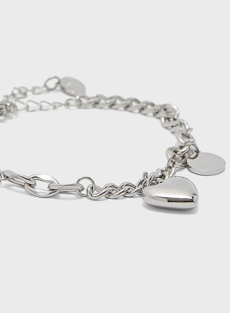 celovis Desiree Heart Bijoux Pendant With Round Tag Bracelet