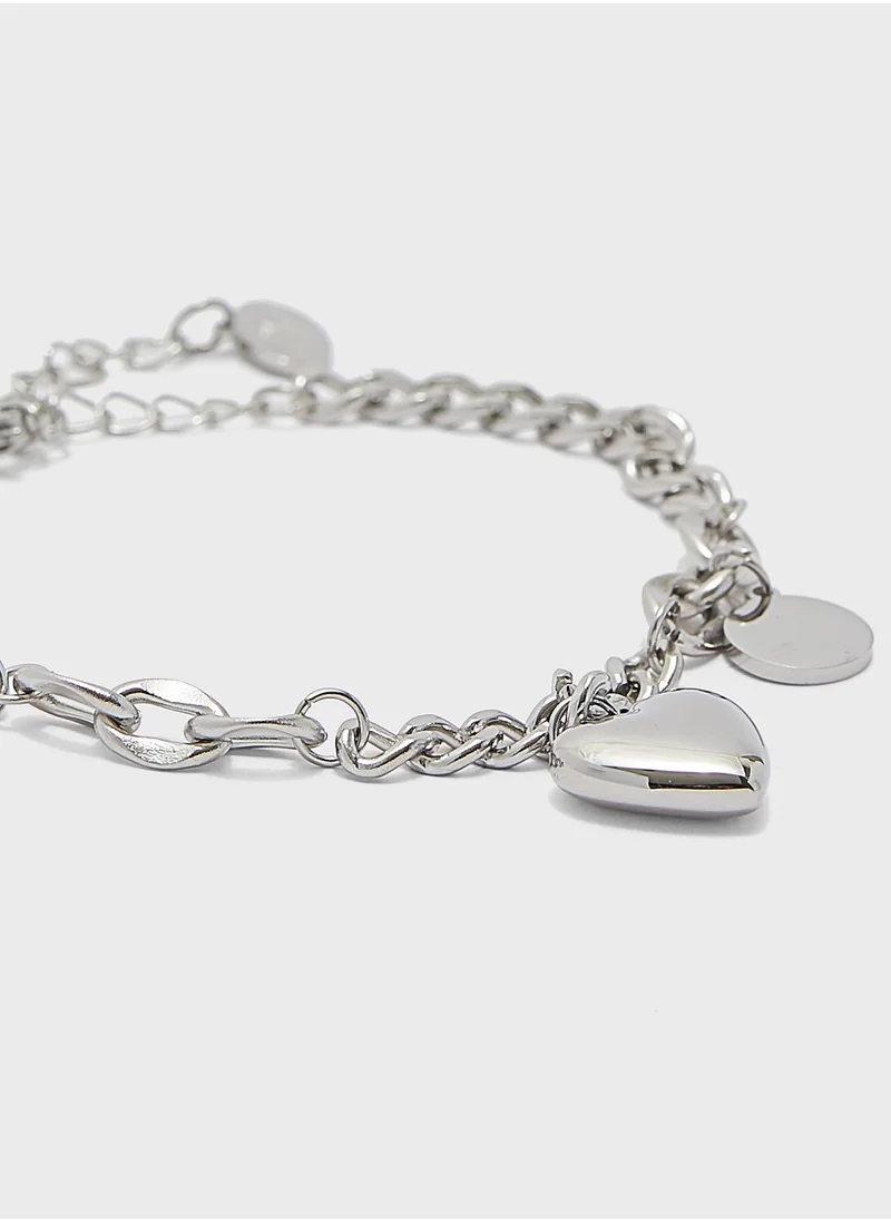 celovis Desiree Heart Bijoux Pendant With Round Tag Bracelet