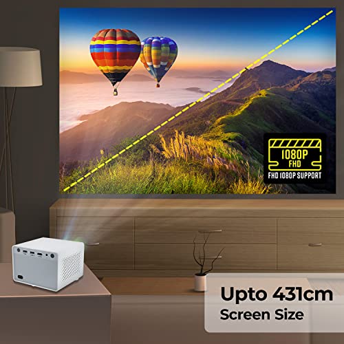 ZEBRONICS بروجكتور زيبترونيكس بيكسبلاي 20 LED بدقة FHD 1080p، HDMI، USBx2، مخرج AUX، بلوتوث v5.1، بحجم شاشة يصل إلى 431 سم، مكبر صوت مدمج، 3000 لومن وتصميم مدمج - Image 4
