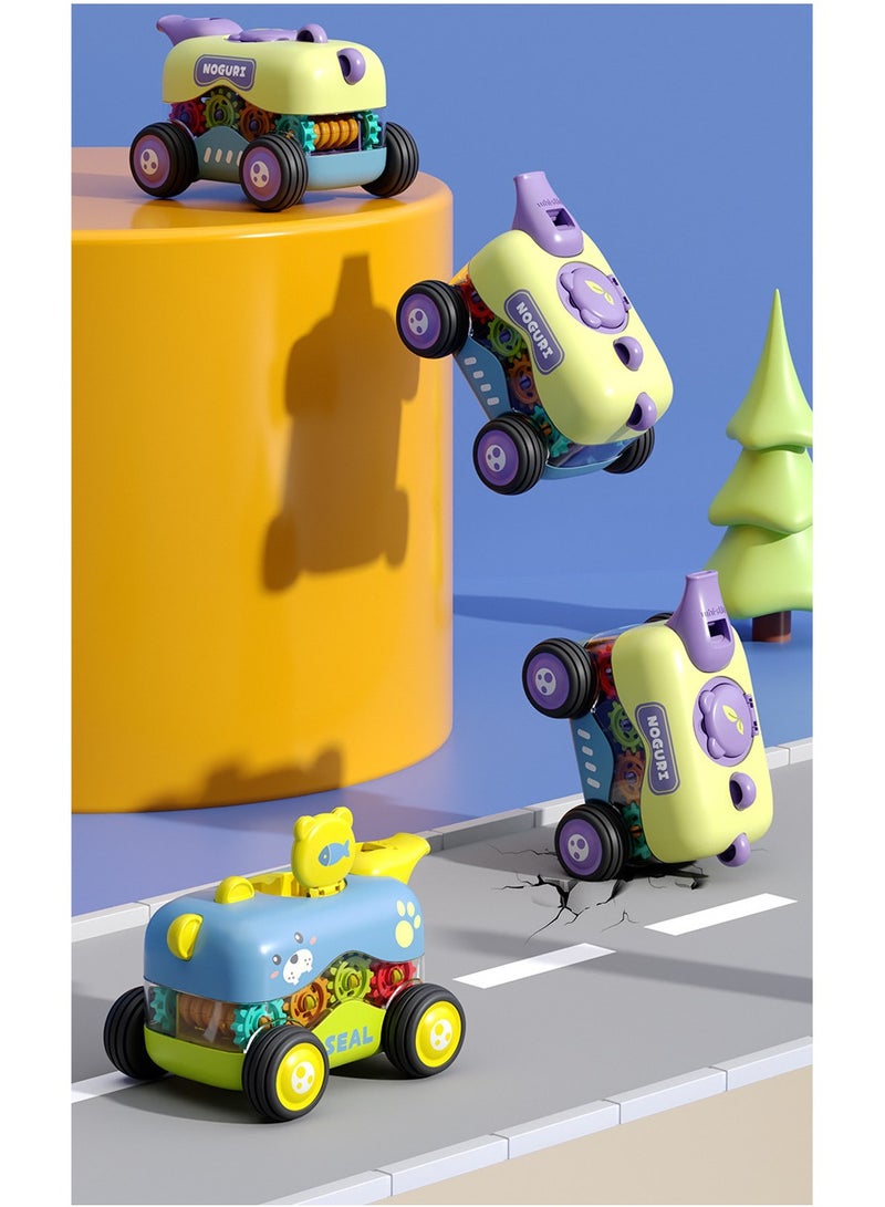 Multifunction Gear Inertia Engineering Vehicle Toys Pull Back Vehicle Train Toy Inertia Toy Car With Whistle For Kids - Image 2
