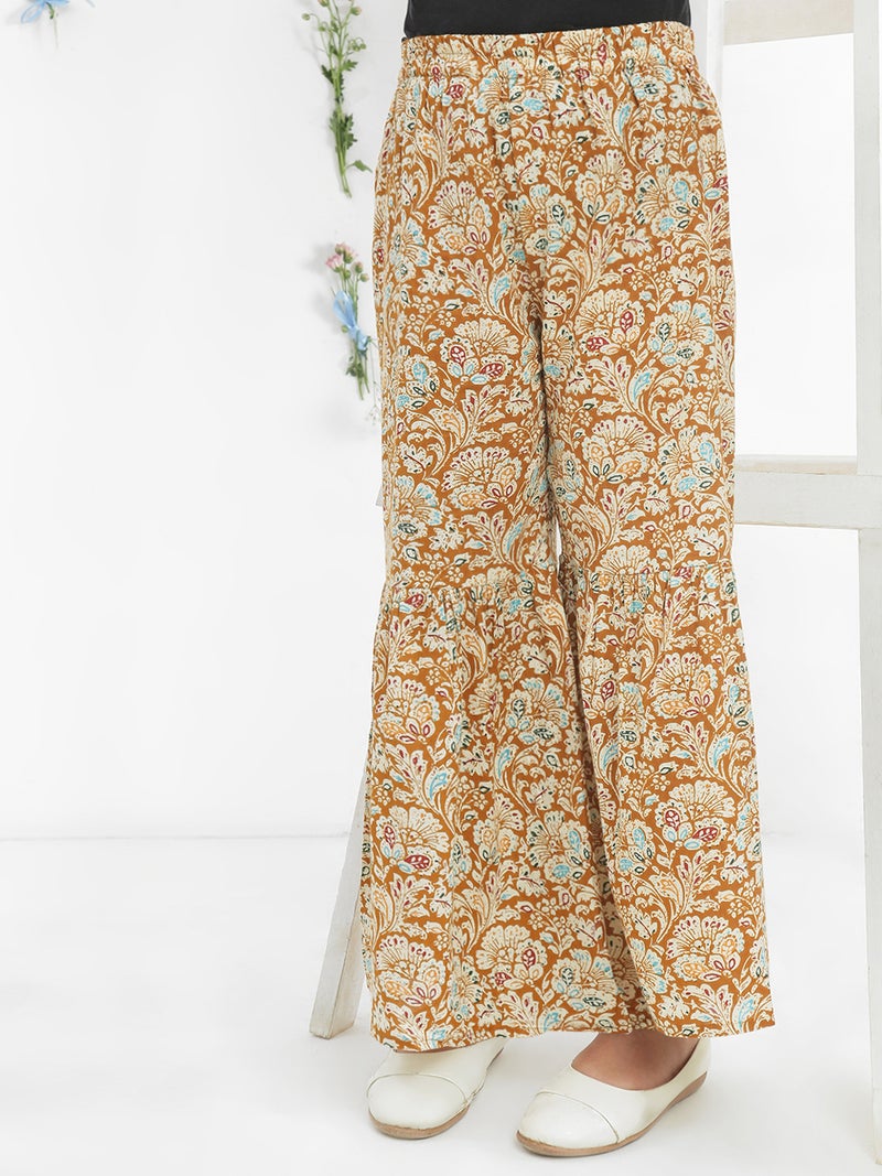 Globus Girls Yellow Floral Sleeveless Cotton Top & Sharara Co-Ord Set - Image 5