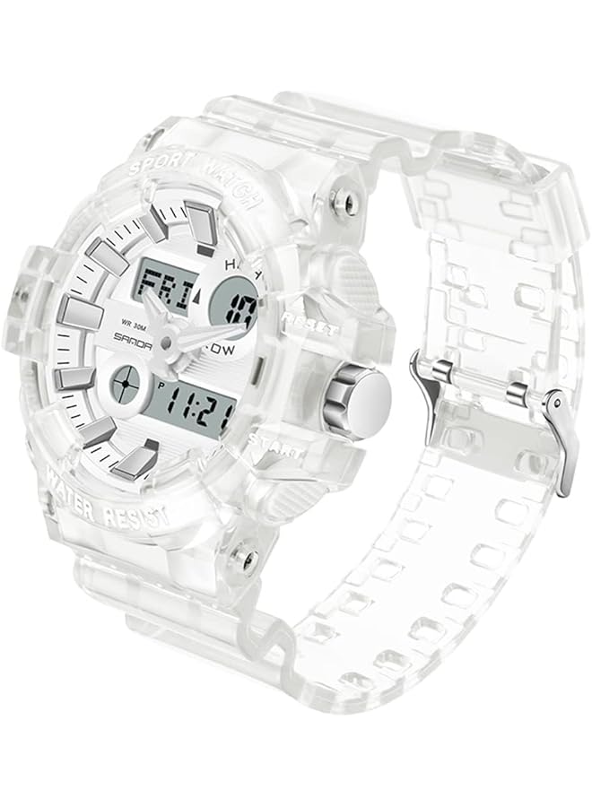 Excefore Men Analog Digital Display Led Watch Men Military Multifunctional Waterproof Quartz Sports Watch With Transparent Strap Dual Display Waterproof Tactical Army Watches For Men - Image 1