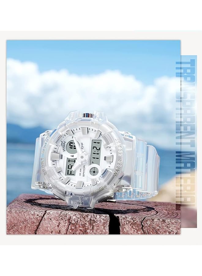 Excefore Men Analog Digital Display Led Watch Men Military Multifunctional Waterproof Quartz Sports Watch With Transparent Strap Dual Display Waterproof Tactical Army Watches For Men - Image 4