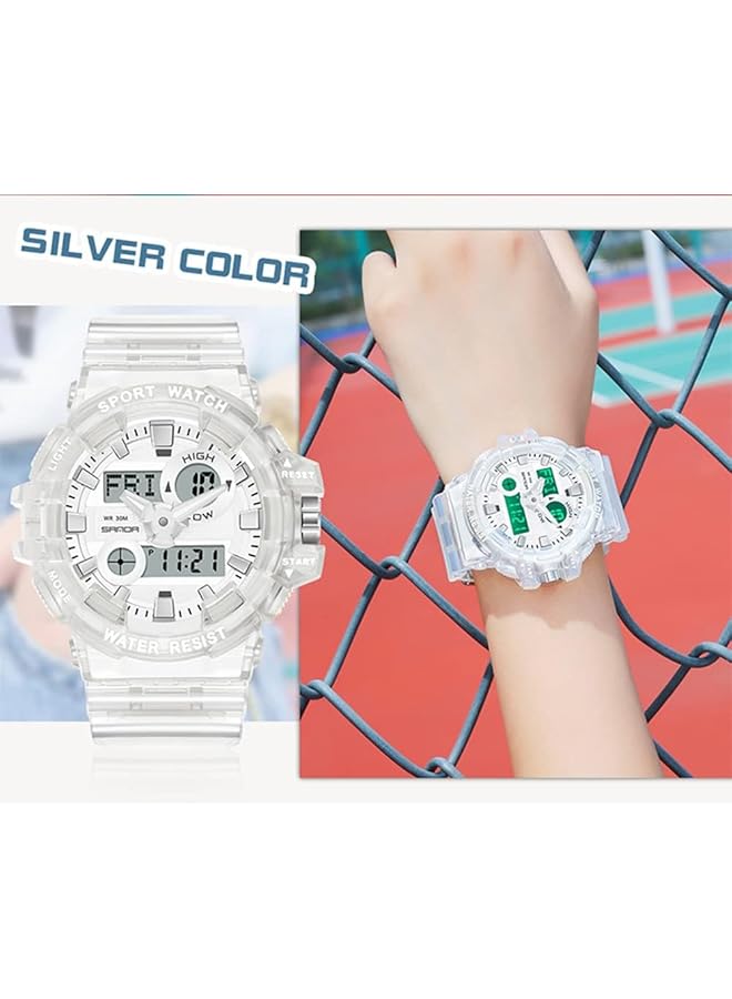 Excefore Men Analog Digital Display Led Watch Men Military Multifunctional Waterproof Quartz Sports Watch With Transparent Strap Dual Display Waterproof Tactical Army Watches For Men - Image 3