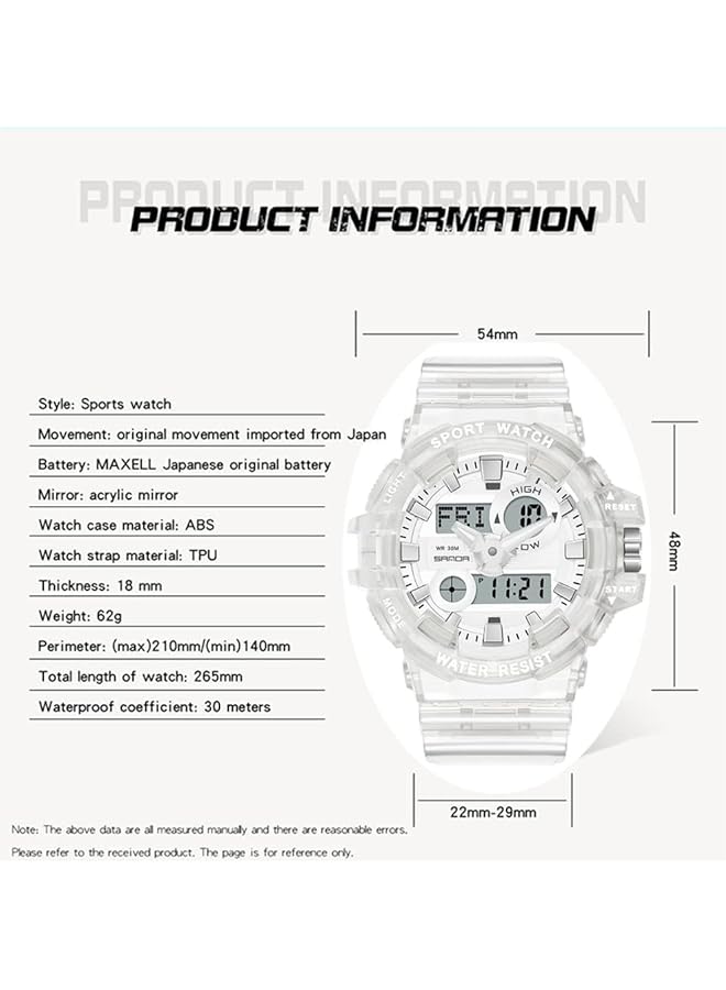 Excefore Men Analog Digital Display Led Watch Men Military Multifunctional Waterproof Quartz Sports Watch With Transparent Strap Dual Display Waterproof Tactical Army Watches For Men - Image 5