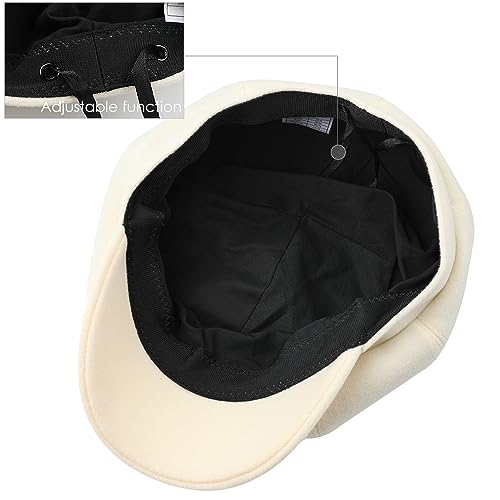 Sumolux Women Beret Newsboy Hat French Wool Cap Classic Autumn Spring Winter Hats Beige - Image 5