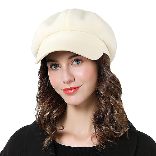 Sumolux Women Beret Newsboy Hat French Wool Cap Classic Autumn Spring Winter Hats Beige - Image 1