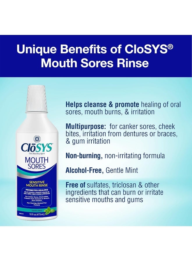 CloSYS غسول فم CloSYS لعلاج قرح الفم ينظف ويعالج قرح الفم وقرح الفم بدون كحول غسول فم بيروكسيد الهيدروجين غير حارق وغير مهيج 16 أونصة - Image 3