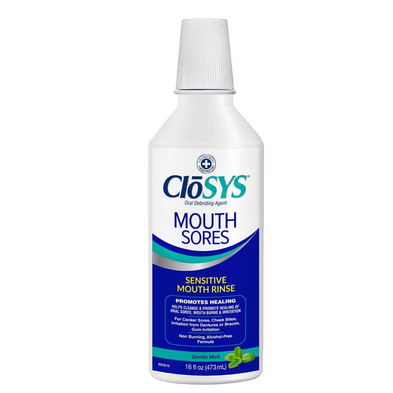 CloSYS غسول فم CloSYS لعلاج قرح الفم ينظف ويعالج قرح الفم وقرح الفم بدون كحول غسول فم بيروكسيد الهيدروجين غير حارق وغير مهيج 16 أونصة - Image 1