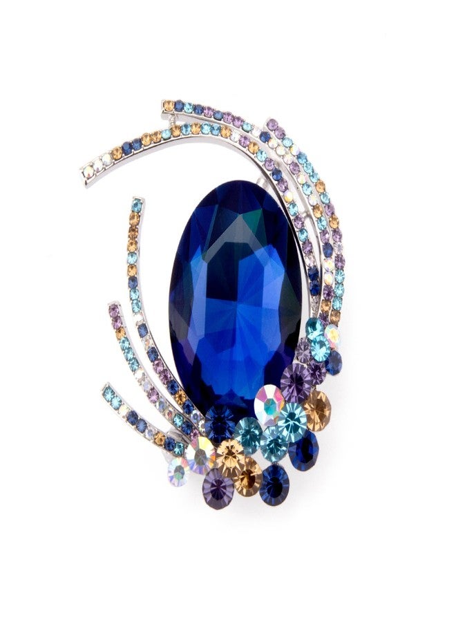Wynameleri UJOY Brooch Lapel Pin for Women with Blue Rhinestones for Women - Image 1