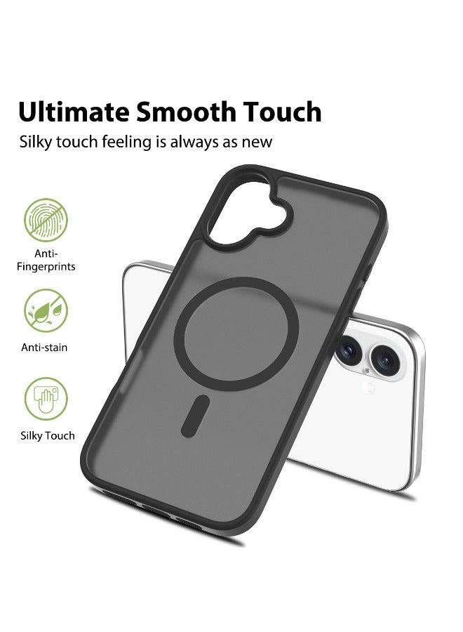 iPhone 16 Case, [Compatible with Magsafe] Frosted Case, [Anti-Drop Shockproof][Anti-Slip][No Yellowing] Slim Skin Feel Hard Case for iPhone 16, Black - Image 3