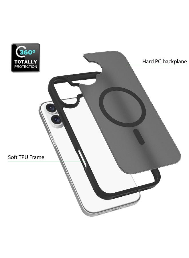 iPhone 16 Case, [Compatible with Magsafe] Frosted Case, [Anti-Drop Shockproof][Anti-Slip][No Yellowing] Slim Skin Feel Hard Case for iPhone 16, Black - Image 4