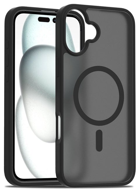 iPhone 16 Case, [Compatible with Magsafe] Frosted Phone Case, [Anti-Drop Shockproof][Anti-Slip][No Yellowing] Back Cover, Slim Skin Feel Hard Case for Apple iPhone 16, Black