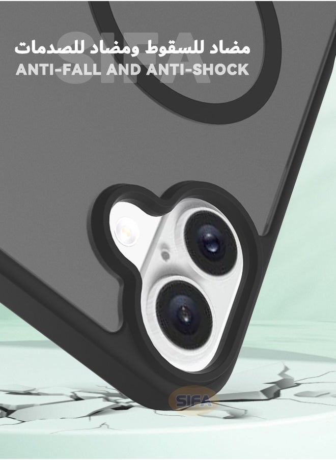 Generic - iPhone 16 Case, [Compatible with Magsafe] Frosted Phone Case, [Anti-Drop Shockproof][Anti-Slip][No Yellowing] Back Cover, Slim Skin Feel Hard Case for Apple iPhone 16, Black - Image 1