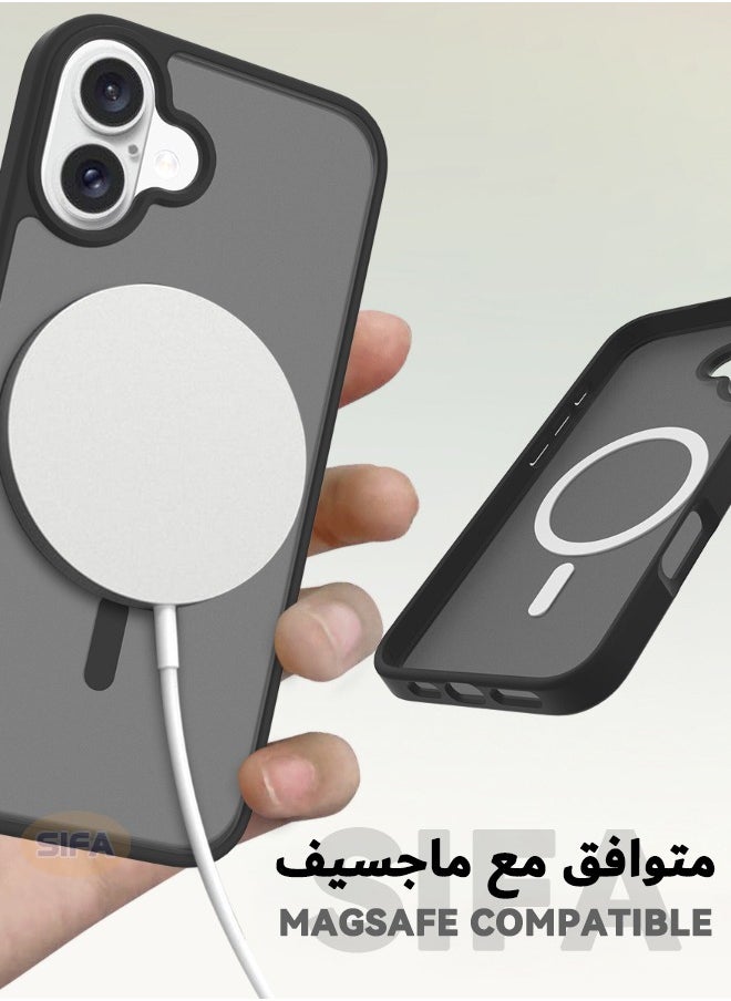Generic - iPhone 16 Case, [Compatible with Magsafe] Frosted Phone Case, [Anti-Drop Shockproof][Anti-Slip][No Yellowing] Back Cover, Slim Skin Feel Hard Case for Apple iPhone 16, Black - Image 1