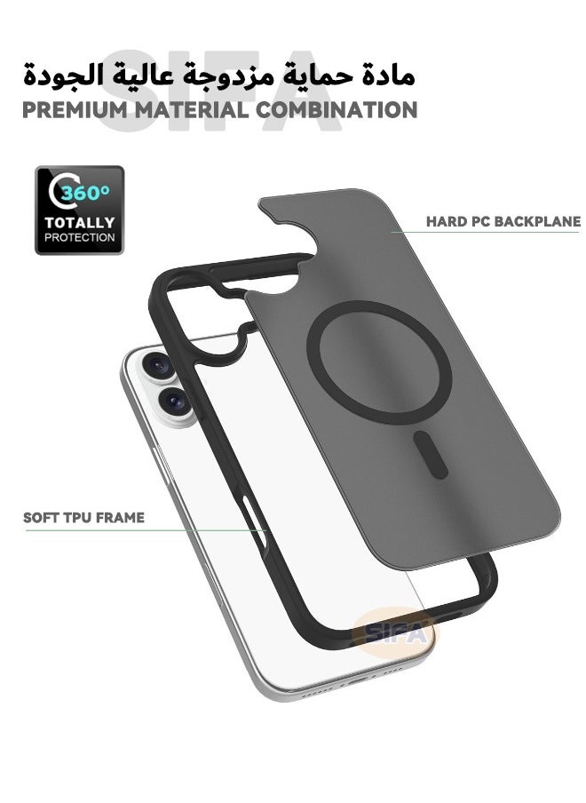 Generic - iPhone 16 Case, [Compatible with Magsafe] Frosted Phone Case, [Anti-Drop Shockproof][Anti-Slip][No Yellowing] Back Cover, Slim Skin Feel Hard Case for Apple iPhone 16, Black - Image 1