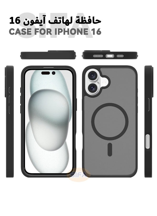 Generic - iPhone 16 Case, [Compatible with Magsafe] Frosted Phone Case, [Anti-Drop Shockproof][Anti-Slip][No Yellowing] Back Cover, Slim Skin Feel Hard Case for Apple iPhone 16, Black - Image 1