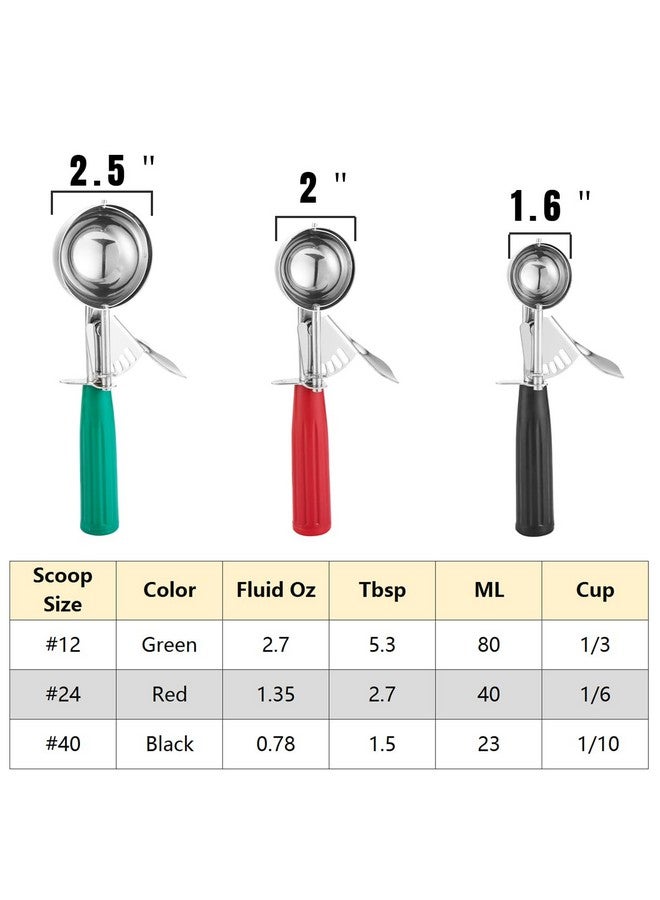 Saebye Cookie Scoop Set, Ice Cream Scoop Set, Cookie Scoops for Baking, Multiple Size Large-Medium-Small Size Disher, Professional 18/8 Stainless Steel Cupcake Scoop - Image 2