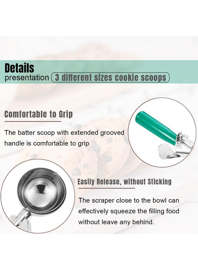 Saebye Cookie Scoop Set, Ice Cream Scoop Set, Cookie Scoops for Baking, Multiple Size Large-Medium-Small Size Disher, Professional 18/8 Stainless Steel Cupcake Scoop - Image 4