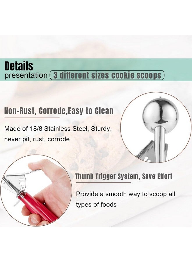 Saebye Cookie Scoop Set, Ice Cream Scoop Set, Cookie Scoops for Baking, Multiple Size Large-Medium-Small Size Disher, Professional 18/8 Stainless Steel Cupcake Scoop - Image 3