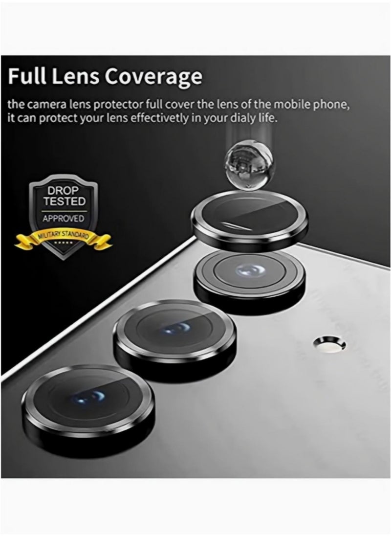 Generic Samsung Galaxy A15 Camera Lens Protector, Individual Tempered Glass Camera Screen Protector Metal Ring Lens Cover for Galaxy A15 Accessories, 1 Set (Black)  - Image 2
