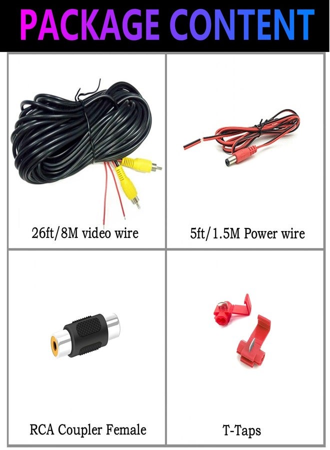 YIMU Backup Camera Cable,Car Reverse Rear View Camera Video Cable with Detection Wire(26FT/8Meters),AV Extension Cable with Video Female to Female Coupler and Power Cable C80 - Image 5