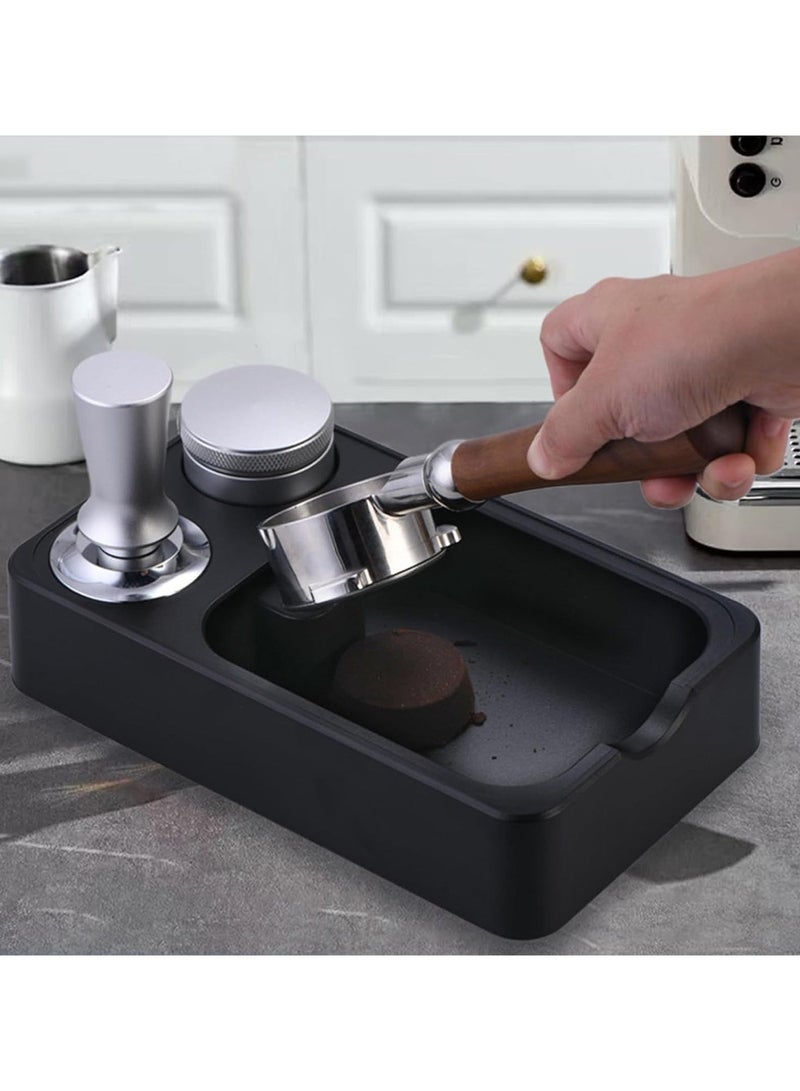 قاعدة تحضير قهوة احترافية باللون الاسود من البلاستيك المقوى مزودة بنك بوكس وحامل بورتافلتر مدمج لتنظيم ادوات الاسبريسو باحتراف واناقة - Image 4