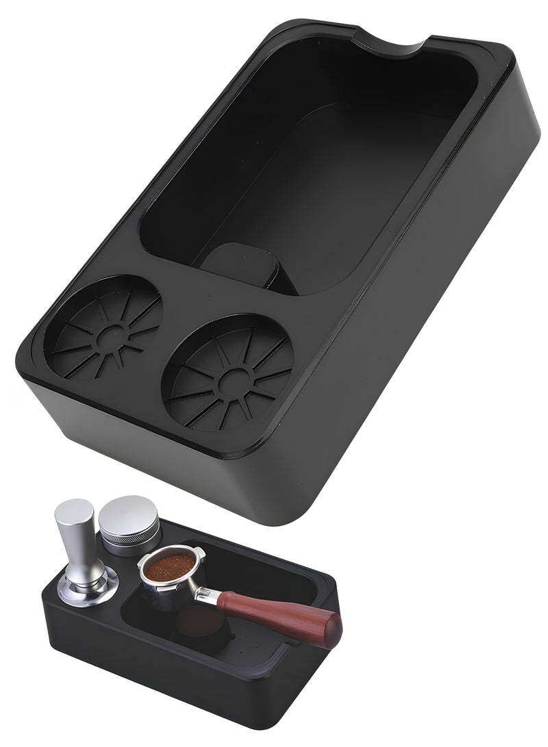 قاعدة تحضير قهوة احترافية باللون الاسود من البلاستيك المقوى مزودة بنك بوكس وحامل بورتافلتر مدمج لتنظيم ادوات الاسبريسو باحتراف واناقة - Image 1