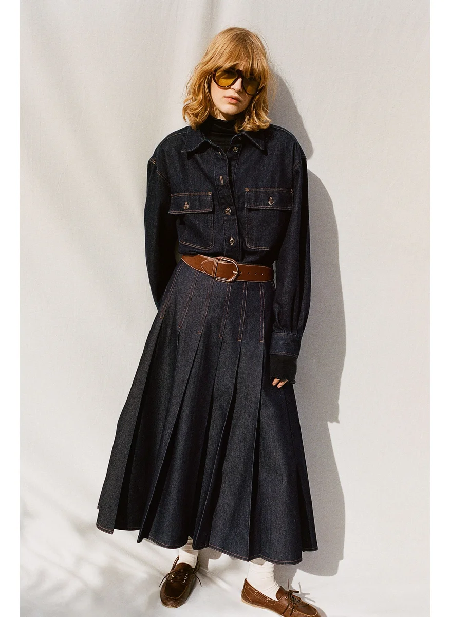 اتش اند ام Pleated Denim Skirt